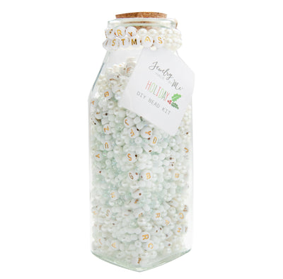 White Christmas Milk Jar DIY Bead Kit