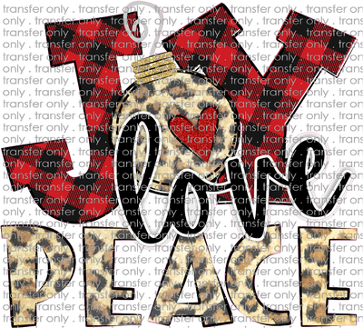 CHR 267 Joy Love Peace Leopard Buffalo Plaid