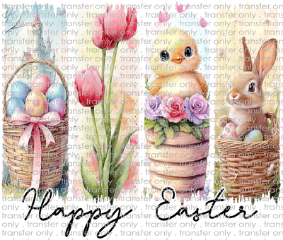 EST 223 Happy Easter Tulip Ducks Rabbits