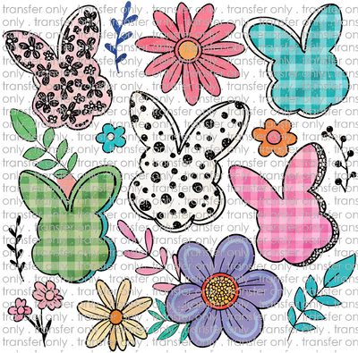 EST 226 Rabbit Heads and Flowers