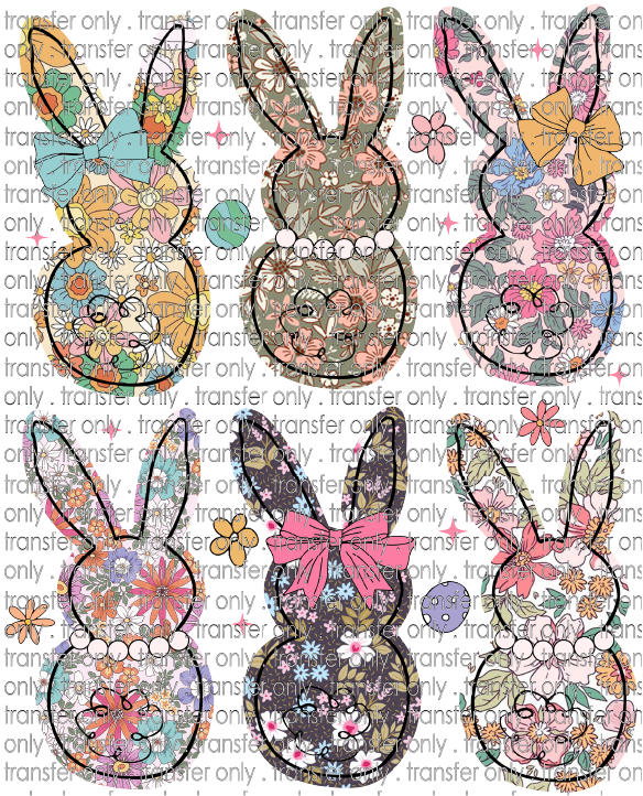 EST 245 Six Floral Bunnies