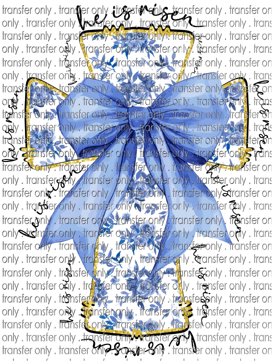 EST 258 Blue Floral Cross with Bow