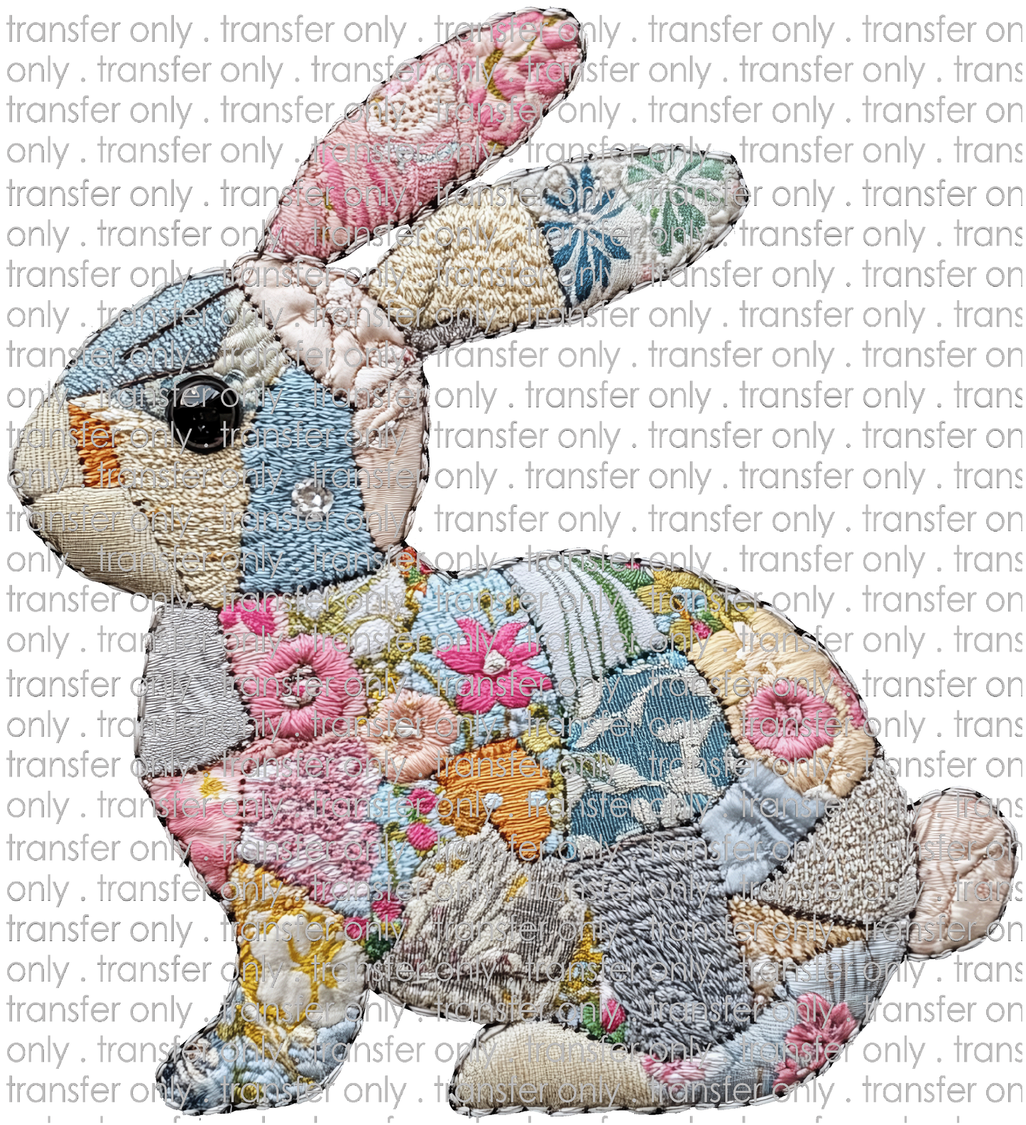 EST 268 Easter Bunny Patchwork Hopping Floral
