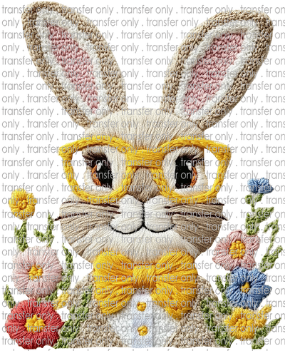 EST 269 Retro Easter Bunny Yellow Faux Embroidery
