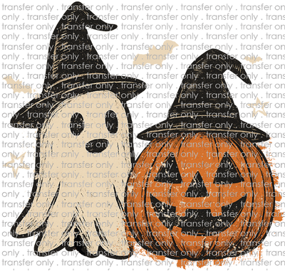 HALLO 362 Ghost and Pumpkin with Witch Hat