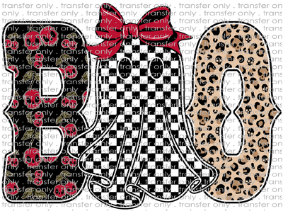 HALLO 363 Boo Checkered Ghost with Bow