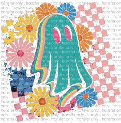HALLO 369 Trendy Neon Floral Ghost Halloween