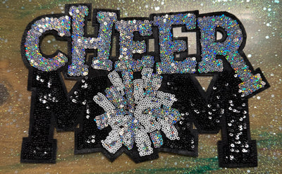 Cheer Mom White - Chenille/Sequins Iron On Patch