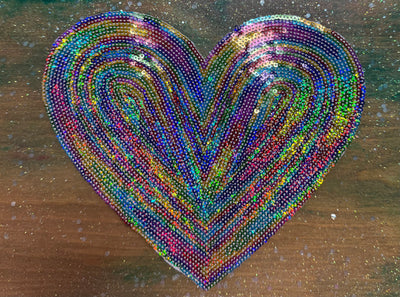 Watercolor Sequins Heart - Chenille/Sequins Iron On Patch