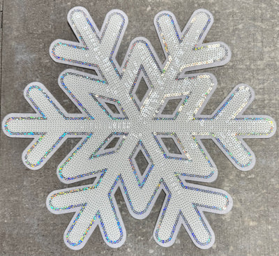 White Snowflake - Sequins Iron On Patch