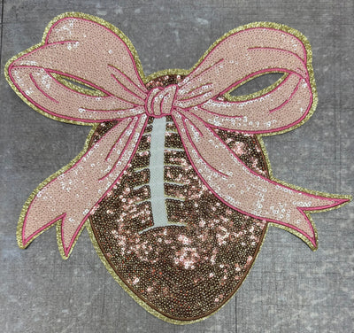 Football Bow- Sequins Iron On Patch