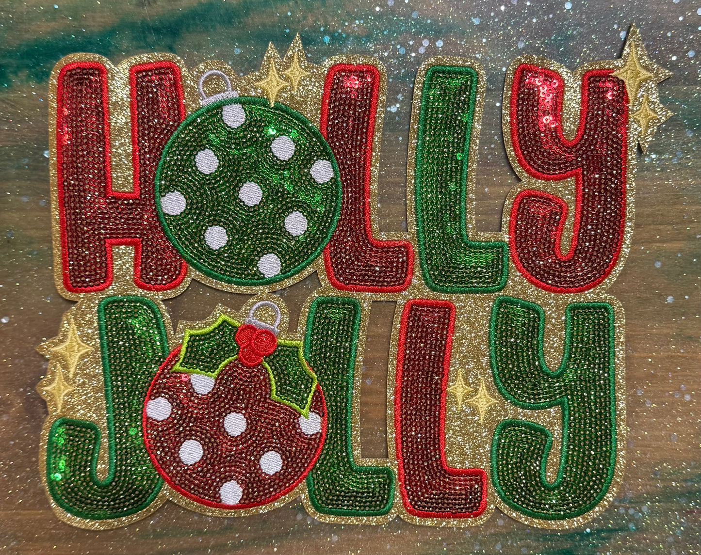 Holly Jolly Ornaments - Iron On Patch