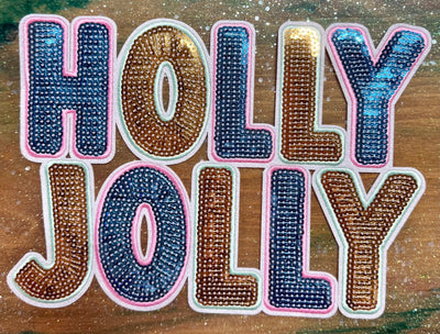Holly Jolly Pink and Teal - Iron On Patch