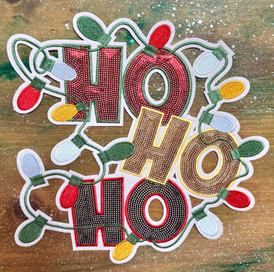 Ho Ho Ho Christmas Lights - Iron On Patch