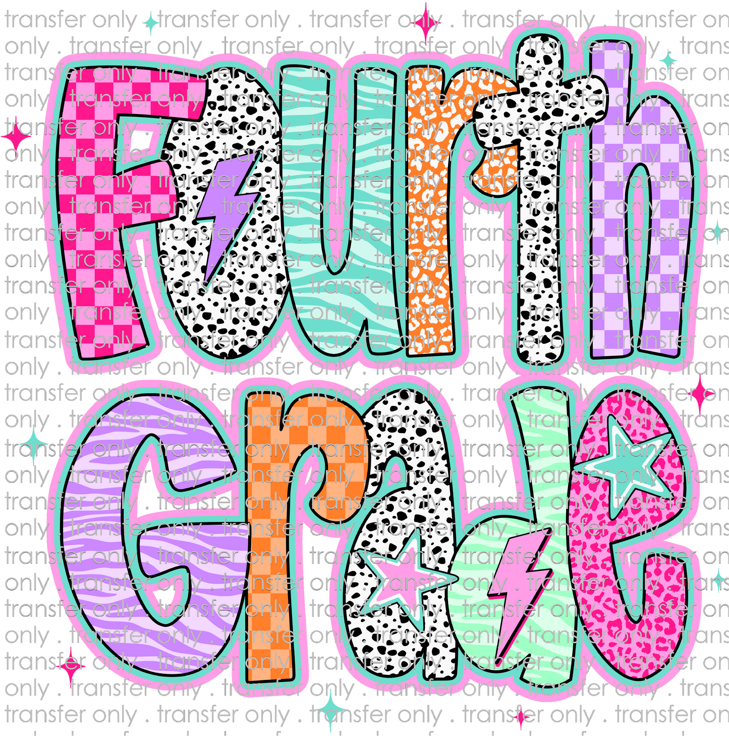 SCH 2262 4th Grade Doodle Stars Dalmatian Pink Purple Orange Teal