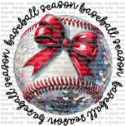 SPT 606 Faux Sequins Baseball Red Bow