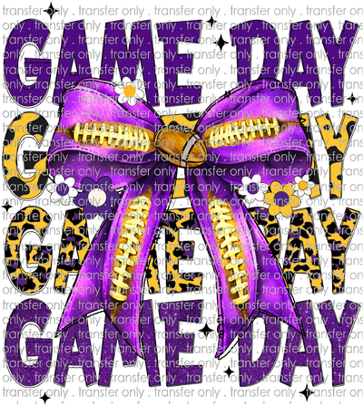 SPT 620 Game Day Purple Gold Leopard  with Football Bow