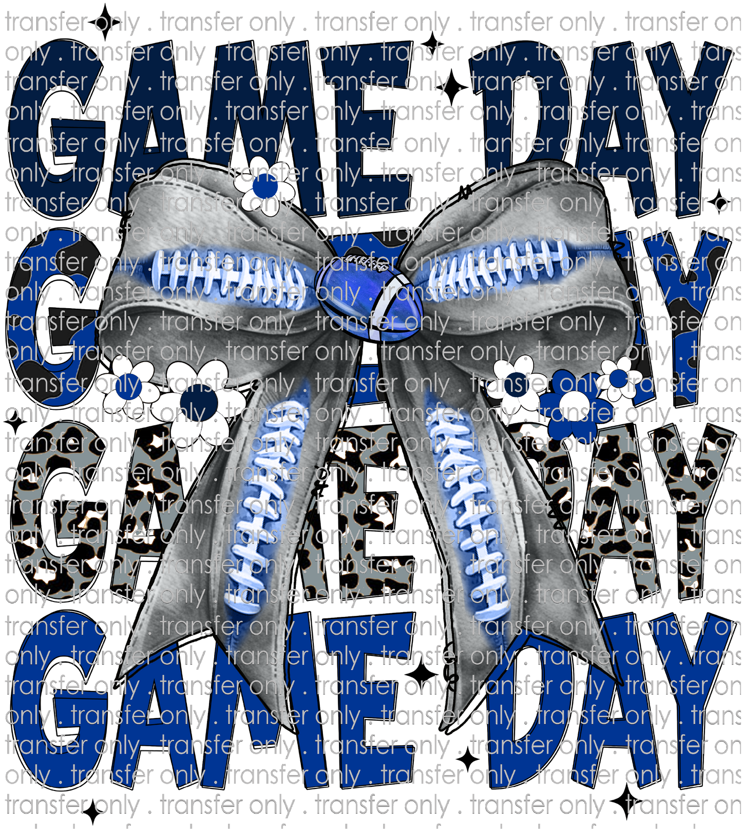SPT 634 Game Day Navy Royal Gray Leopard with Football Bow