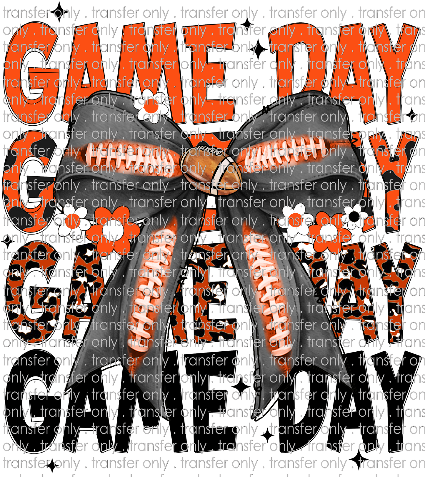 SPT 635 Game Day Orange Gray Black Leopard with Football Bow