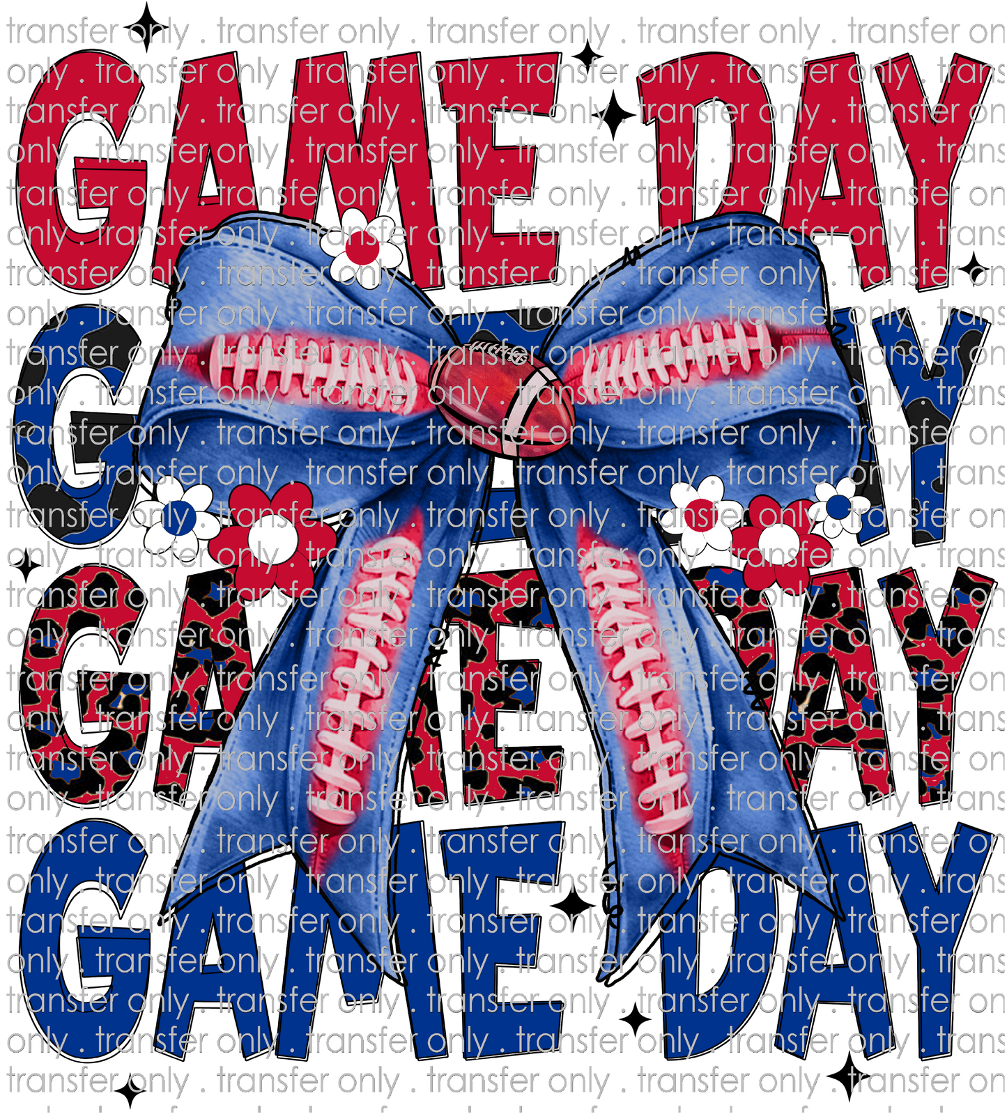 SPT 636 Game Day Red and Royal Blue Leopard with Football Bow