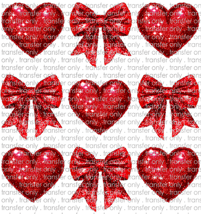 VAL 435 Faux Glitter Hearts and Bows