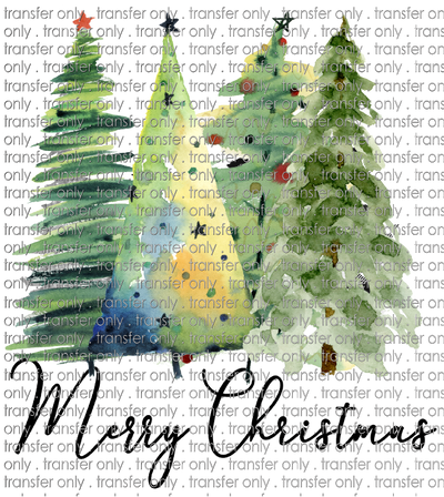 CHR 731 Merry Christmas Watercolor Trees